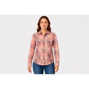 Cruel Girl Womens Sz Medium Plaid Western Snap Shirt Pink Purple Long Sleeve